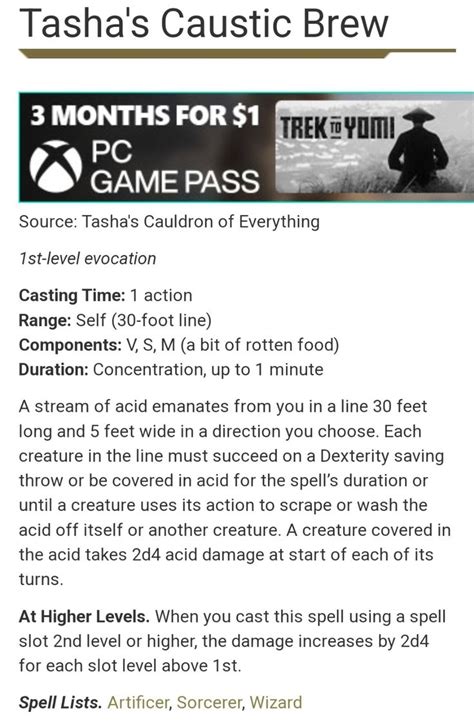 tasha's caustic brew 5e.